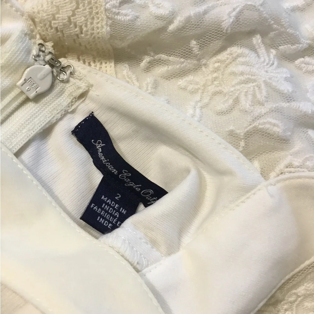 American Eagle Ivory Lace Sheer Lined Dress - Picture 7 of 7
